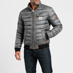 Grey Ridgeway mid-season jacket worn with dark jeans