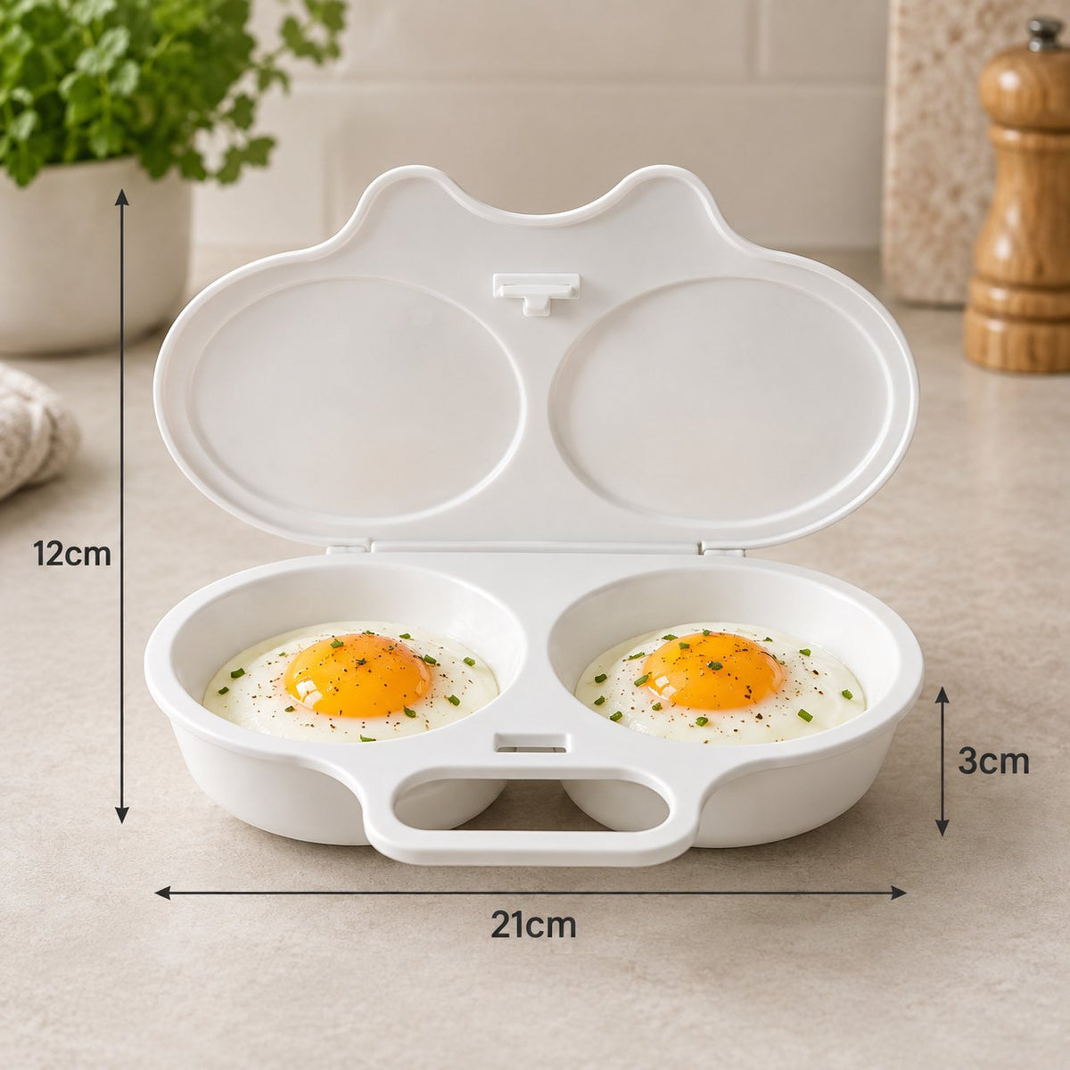 EggQuick dimensions, 21 by 12 by 3 centimetres