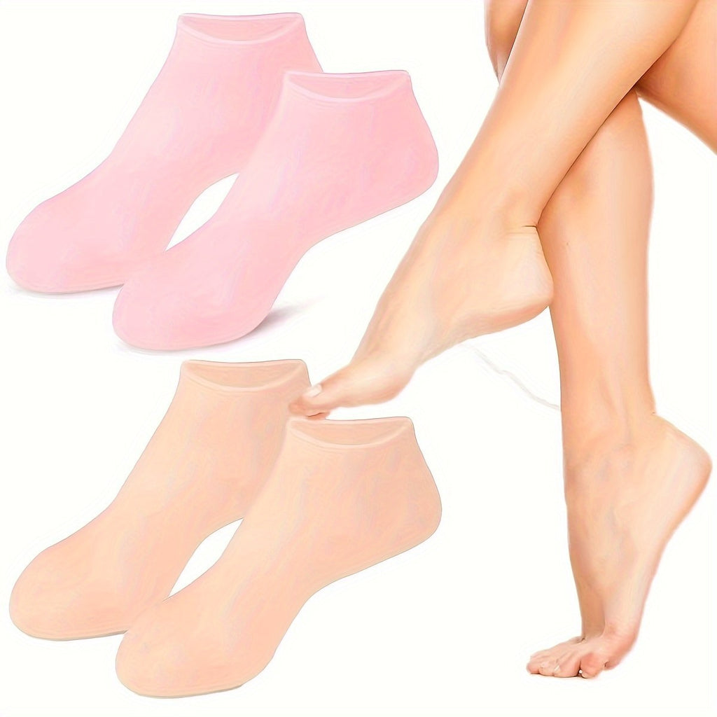 HeelSilk silicone overnight socks in pink and skin tone