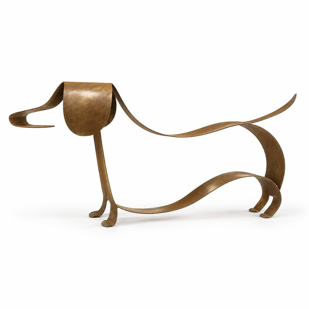 LoyalPaw metal dachshund sculpture, full side profile