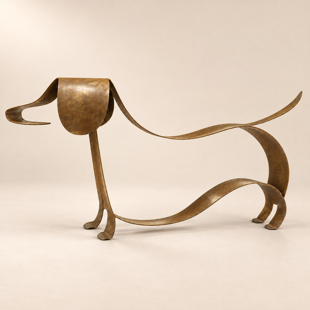 LoyalPaw dachshund sculpture in hand finished rust metal