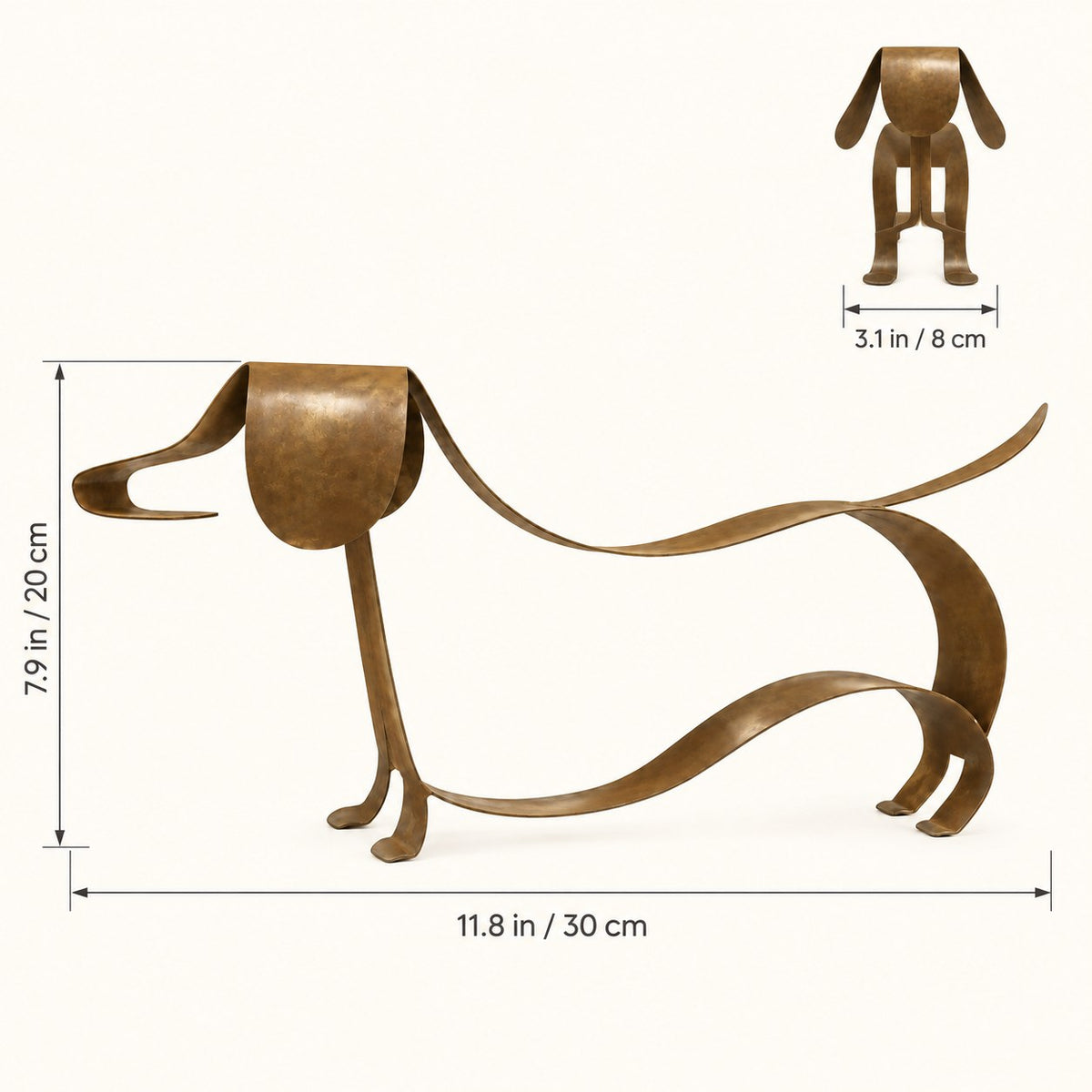 LoyalPaw sculpture dimensions, 11.8 by 7.9 by 3.1 inches