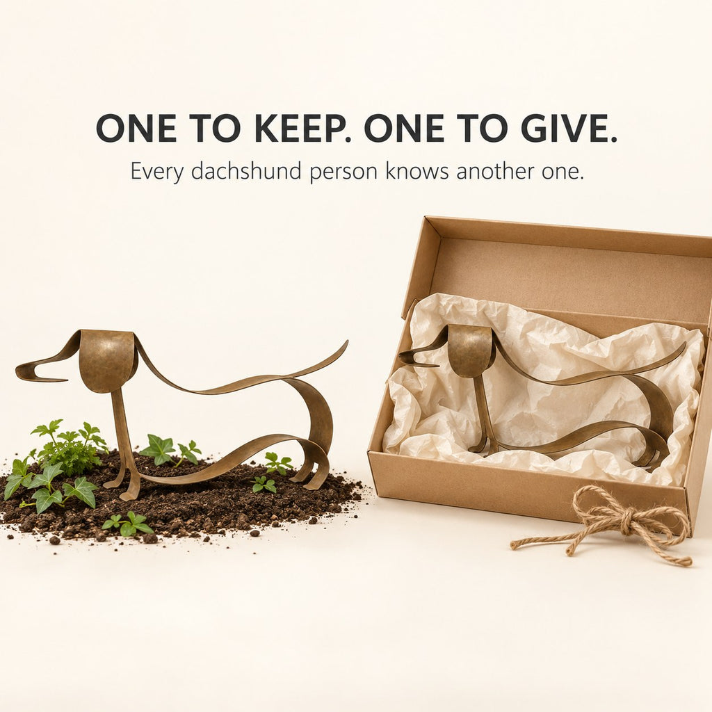 One LoyalPaw sculpture in the garden and one in a gift box